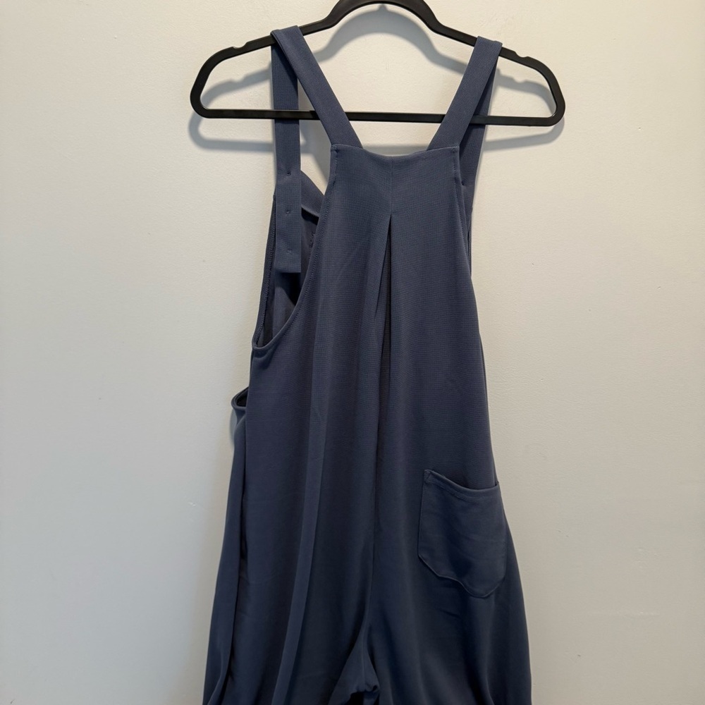 Halara Navy Wide Leg Overalls Jumpsuit Adjustable Straps Pockets Lagenlook sz S - Picture 4 of 6